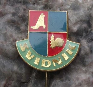 Antique Svidnik Czechoslovakia Heraldic Crest Coat of Arms Shield Pin Badge - Picture 1 of 2