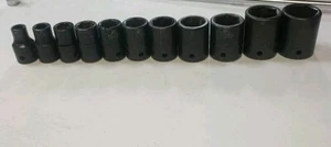 Snap-On 11 Piece Socket Set 6 Pt SAE Impact 1/2 Drive Shallow 3/8" - 1" Etched - Picture 1 of 7