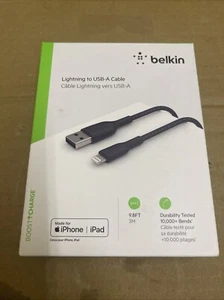 Genuine Brand New Belkin CAA002BT3MBK lightening cable 3 m Black - Afbeelding 1 van 2