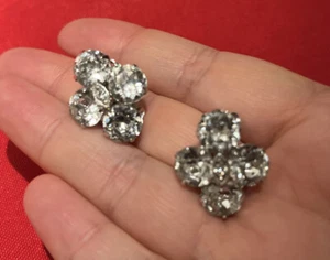 Vintage signierte Eisenberg Strass Ohrclips RAR Schönheiten silberfarben - Bild 1 von 5