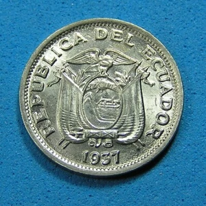Ecuador 5 Centavos Nickel Coin 1937 Lustrous High Grade, Free S/H after 1st item - Picture 1 of 2