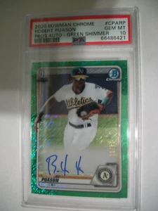 ROBERT PUASON 2020 Bowman Chrome Prospects Green Shimmer/99 AUTO PSA GEM MINT 10 - Picture 1 of 1
