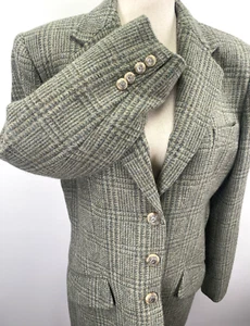 VTG Ralph Lauren Sport Coat Womens 12 Plaid Wool Horse Button Equestrian Jacket - Picture 1 of 24