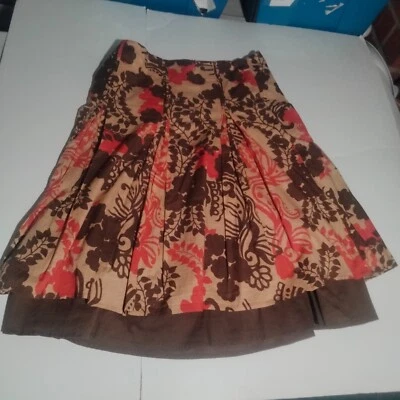 DKNY Vaqueros Marrón Patrón Forrado Falda 6 Mujer Foto 1 de 4