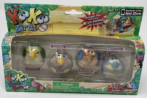 NEW Koo Koo Birds Zoo 4 Pack Lollapalooza Scalawag Mudskipper Dooselfink w Nest Cover
