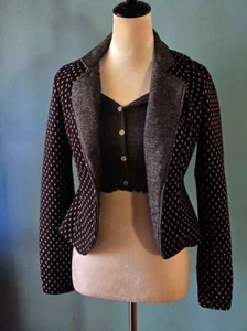 Blazer Free People negro tostado diamante texturizado lunares tweed para mujer XS - Imagen 1 de 8
