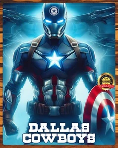 Dallas Cowboys - America's Team - Capitán América - Raro - Letrero de metal 11 x 14 - Imagen 1 de 4