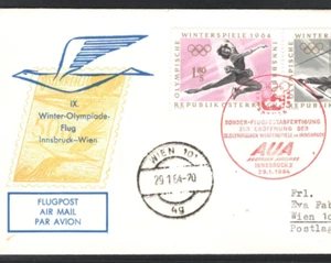 AUSTRIA Air Mail Cover 1964 WINTER OLYMPIC GAMES Special Flight Innsbruck KA264 - Picture 1 of 14