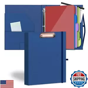 Linen 3 Ring Binder,1 Inch Binder Clipboard with 5 Tab Dividers,File Folder L - Picture 1 of 5