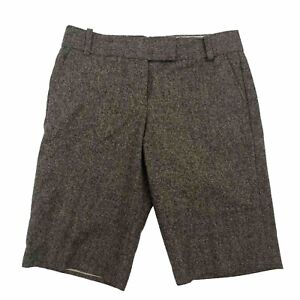 J CREW Women's Shorts 80% Wool Bermuda Walking size 8 CITY FIT Pockets Brown