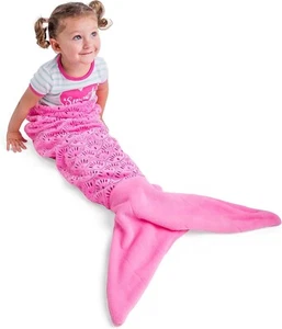 Mermaid Tail Blanket For Girls / Kids /Toddlers Super Comfy Pink Fleece Snuggle - Picture 1 of 3