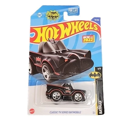 2022 Hot Wheels #78  Batman 3/5 Tooned CLASSIC TV SERIES BATMOBILE Black w/5 Sp - Image 1 of 4