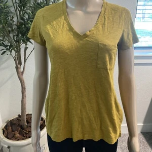 Madewell Damen Shirt senfgelb Kurzarm V-Ausschnitt Größe S - 026 - Bild 1 von 7