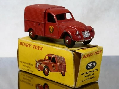 Dinky Toys F N° 25D Citroën 2CV Furgone Incendio Poco Uscito In Scatola 1/43 - Immagine 1 di 4