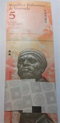 1/4 Bundle 25 pcs Bank Notes Venezuela 5 Bolivares Uncirculated 2007-17 Cash - Image 1 of 4