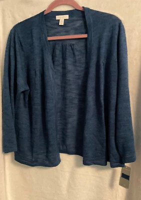 Suéter Charter Club Twlight Azul Núcleo Lino Rame Rayón Abierto Manga 3/4 Foto 1 de 4