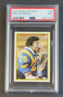 Eric Dickerson 1984 Topps Stickers Rookie #96 RC PSA 9 Perfeito HOF - Pop Super Baixo - Imagem 1 de 4