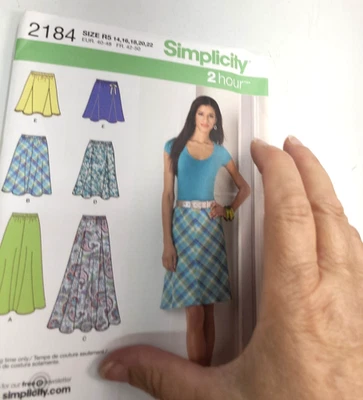 Simplicity 2184 Sz R5 14-22 Sewing Pattern Factory Fold Uncut 2 Hour Skirts - Image 1 of 4