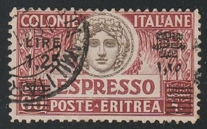 ITALIANO ERITREA, SASSONE ESPRESSO 8, MICHEL 120 bA, USADO, FIRMADO DIENA, ¡ESCASO! - Imagen 1 de 1