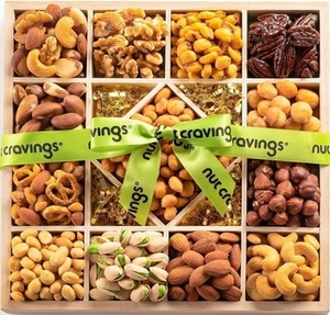 Nut Cravings Gourmet Collection - Mixed Nuts Gift Basket in Reusable Diamond - Picture 1 of 7