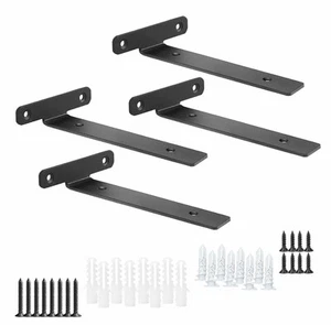 4 Pack Floating Shelf Brackets,6 Inch Heavy Duty Industrial Wall Shelf Bracke... - Picture 1 of 7