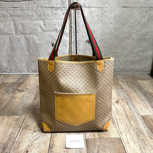 Borsa Gucci vintage in pelle modello SHERRY GG giallo beige 38 x 22 x 13 cm ITALIA
