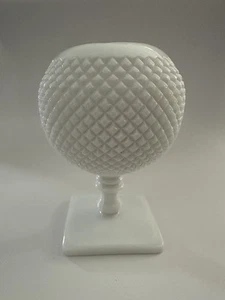 Vintage Westmoreland White Milk Glass English Hobnail Ivy Rose Bowl Vase Footed - Picture 1 of 5