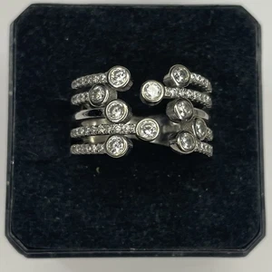 Anillo Vintage Plata Esterlina 925 Circonita Diseño Datos Línea 5.1 Gramos Talla 7 Ajustable - Imagen 1 de 3