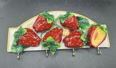 Llavero colgante 3D fruta fresa 5 ganchos resina decoración pared por ACK Foto 1 de 4