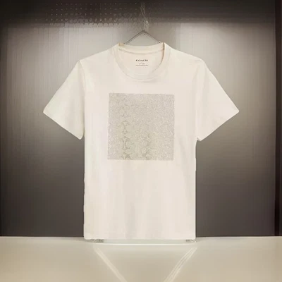 💠Nueva Camiseta Coach Signature✨Crema ✨Metálica✨Dorada Algodón Orgánico XL CX189 Foto 1 de 4