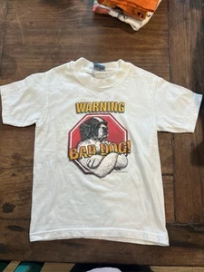 Vintage Kids Little Big Dogs Shirt Warning Bad Dog 1998 Sportsware Youth 4T 5T - Picture 1 of 5