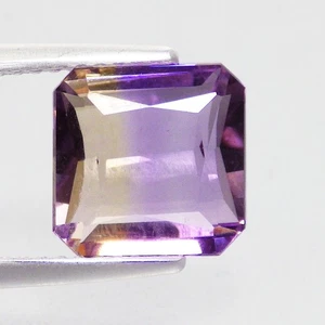 3.60 Cts FLASHING (8 x 8 mm) EMERALD CUT BOLIVIA TOP BI-COLOR NATURAL AMETRINE - Picture 1 of 7