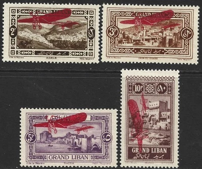 Juego de correo aéreo Líbano 1926 SG.75/78 como nuevo (bisagras) gato: £20+ Foto 1 de 2