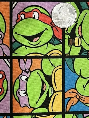 Remanente de tela de tortugas ninja mutantes adolescentes 22"x 18" plano Foto 1 de 3