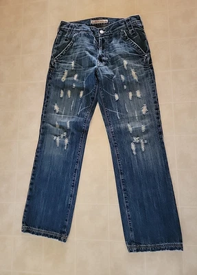 X-Ray Blue Denim Light Distressed Jeans 33X 33.5 Vintage - Image 1 of 3