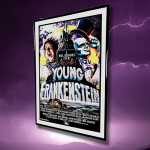 1974 'YOUNG FRANKENSTEIN' MOVIE POSTER REPRO PRINT 12"x18" Framed/Alum/Glass - Picture 1 of 11