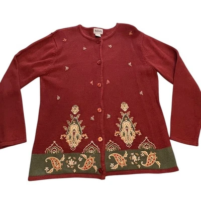 Cárdigan suéter vintage BonWorth cachemir floral bordado para mujer mediano Foto 1 de 4