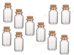 10 x Miniatur Glasflaschen / Fläschchen & Korkstopfen Deko Aufbewahrung Anhänger - Bild 1 von 1