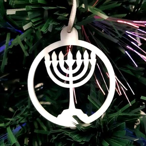 Round Menorah Christmas Tree Decorations - Matt Pastel Colours Sets: 10x7cm or 4 - Picture 1 of 4