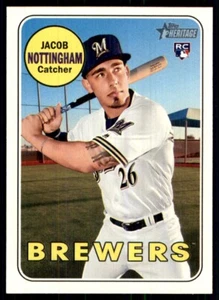 2018 Topps Heritage Jacob Nottingham RC Milwaukee Brewers #677 - Picture 1 of 2