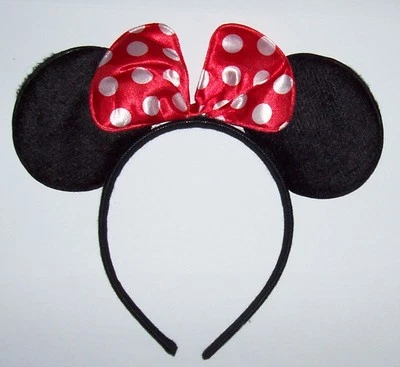 MINNIE MOUSE EARS Red Bow HEADBAND Children Adults Halloween costume - Image 1 of 3