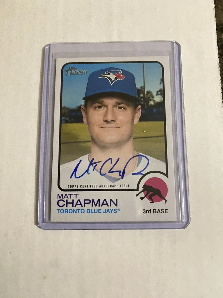 2022 Topps Heritage High Number Matt Chapman Real One Blue Ink Auto Blue Jays - Image 1 of 1