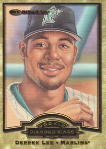 1998 Donruss Baseball Rookie Diamond Kings Canvas #5 Derrek Lee /10000 Marlins