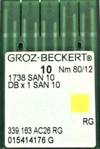GROZ BECKERT DBX1 San 10 1738 NM: 80/12 Industrielle Nähmaschine Nadel - Picture 1 of 3