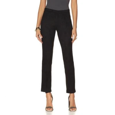 N Natori Women's Stretch Faux Suede HSN Pants, Black, Size 12 - Image 1 of 3