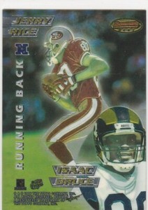 1996 Bowman Best Mirror Image #7 Jerry Rice/Isaac Bruce/Tim Brown/JGalloway 053A