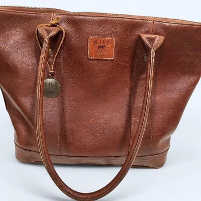 Bolso de Mano Will Leather Goods Grande con Cremallera - Cuero Marrón Grano Completo - Hecho a Mano EE. UU. Foto 1 de 4