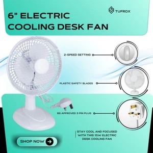6" Cooling Table/Desk Fan 2 Speed Cooling Pedestal 6 Inch Fan for Home Office - Picture 1 of 8