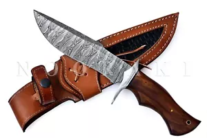 Handmade Damascus Steel Fixed Blade Hunting Knife, Multipurpose 12" with Sheath - Picture 1 of 6