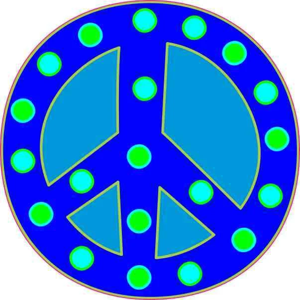 4in X 4in Blue Dotted Peace Sign Sticker Vinyl Decal Cup Symbol Stickers - Image 1 of 1